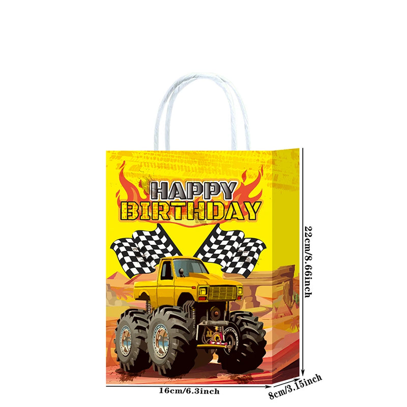 5/10/20/30/40/50 pçs monster truck festa favores corrida caminhão festa saco de presente mochilas com cordão caminhão decorações de festa de aniversário