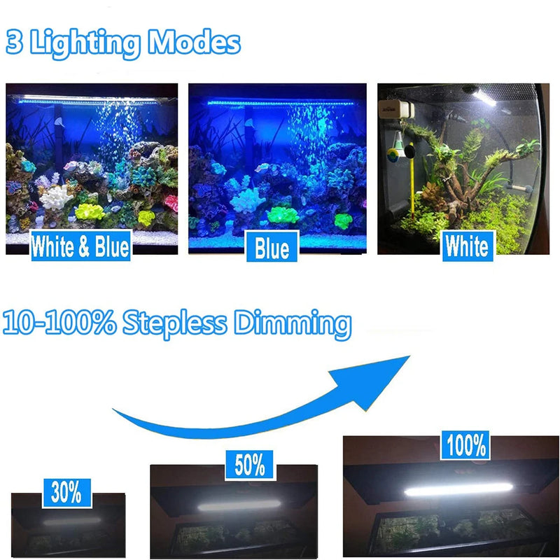 18-48cm led luzes do aquário à prova dwaterproof água luz do tanque de peixes pode ser escurecido lâmpada submersível com temporizador ligar/desligar automático decoração subaquática 3 modos