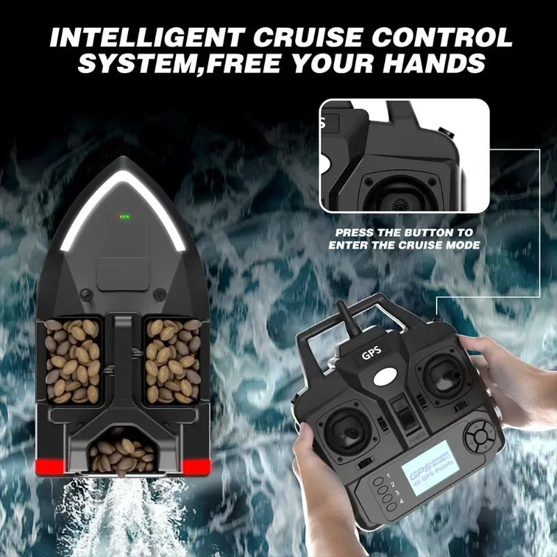 Marca VWVIVIDWORLD, GPS, carregamento de 2KG, 500M, luz noturna, barco de pesca com controle remoto, função de retorno automático, VX