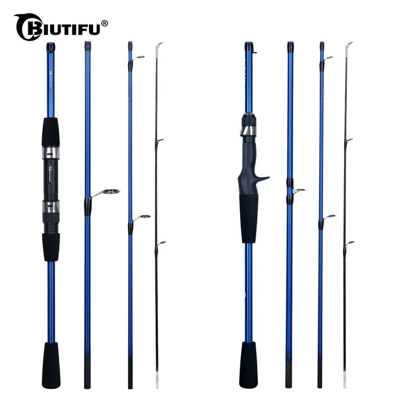 BIUTIFU Baitcasting Spinning Viagem Carbono 4/5 Seção Varas De Pesca Peso Fundição 5-20g Poder Ultraleve Isca Truta Mini Pólo
