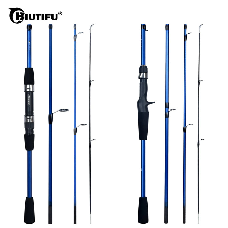 BIUTIFU Baitcasting Spinning Viagem Carbono 4/5 Seção Varas De Pesca Peso Fundição 5-20g Poder Ultraleve Isca Truta Mini Pólo
