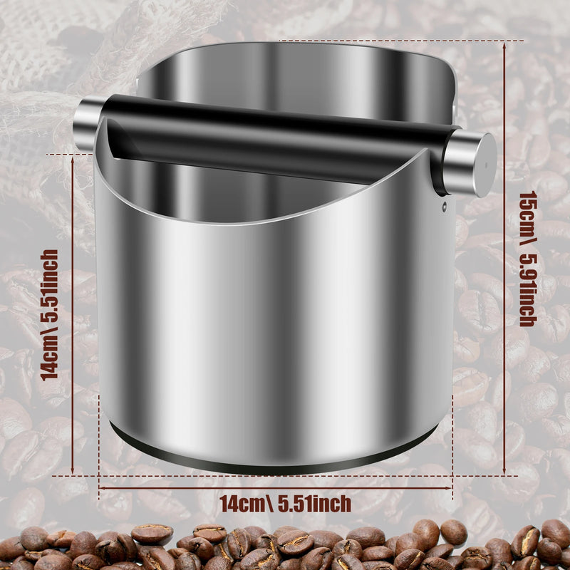 Caixa de batida de café de aço inoxidável caixa de batida de café expresso antiderrapante caixa de batida de café com anel de borracha chanfrado lixo de café
