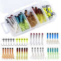 Goture kit de isca macia 40 peças conjunto de isca de silicone 5cm 0.7g gancho de gabarito 3.2cm 3.5g ganchos de pesca com caixa de equipamento de pesca isca macia
