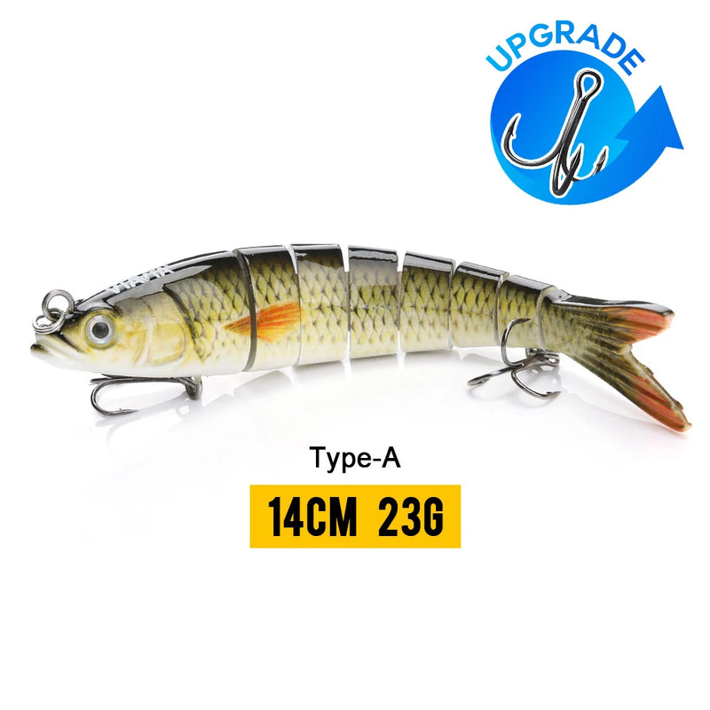 VTAVTA 10/14cm afundando wobblers iscas de pesca articuladas crankbait swimbait 8 segmento duro isca artificial para pesca enfrentar isca