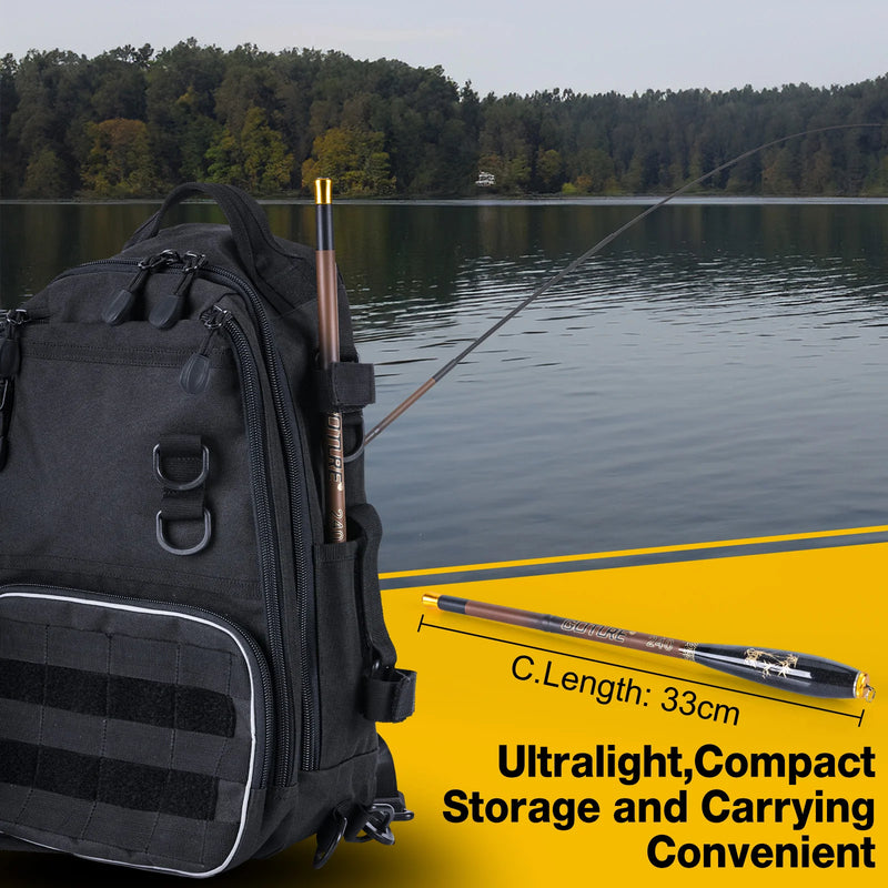 Goture-Vara De Pesca Telescópica Ultra Leve, Mini Pólo De Mão, Fibra De Carbono, Córrego, Lago, Equipamento De Pesca De Água Doce, 24T, 1,4 m-3,6 m