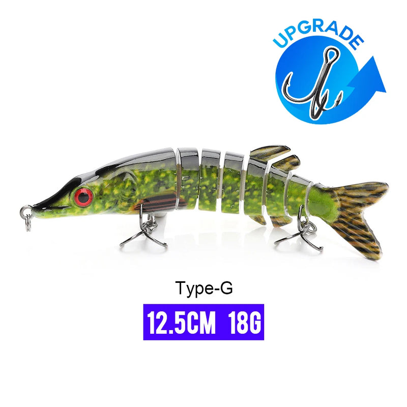 VTAVTA 10/14cm afundando wobblers iscas de pesca articuladas crankbait swimbait 8 segmento duro isca artificial para pesca enfrentar isca
