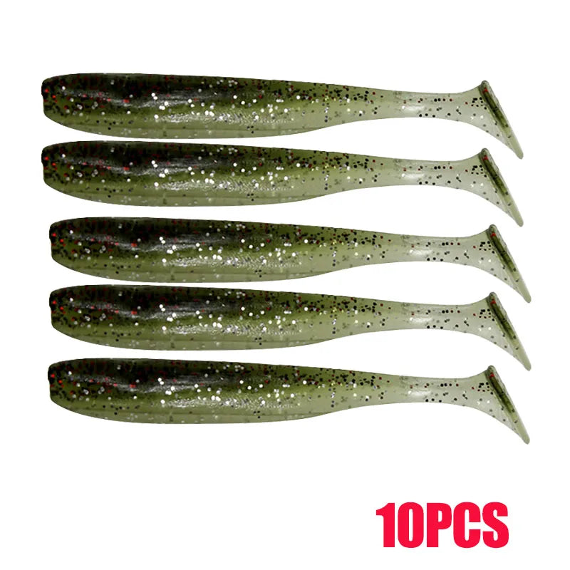 10-50 pçs 70mm isca de pesca macia artificial silicone truta shad carpa minhoca afundando isca t cauda jigging wobbler isca de pesca enfrentar