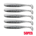 10-50 pçs 70mm isca de pesca macia artificial silicone truta shad carpa minhoca afundando isca t cauda jigging wobbler isca de pesca enfrentar