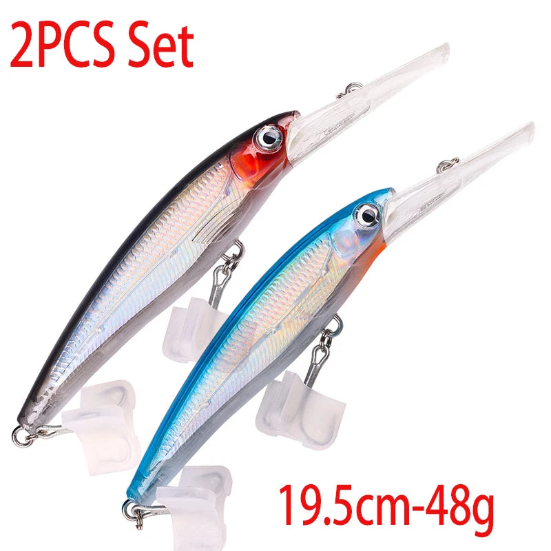 48-90-95g isca de pesca mergulho profundo minnow isca artificial wobblers enfrentar pesca carpa pique walleye original mar isca de pesca