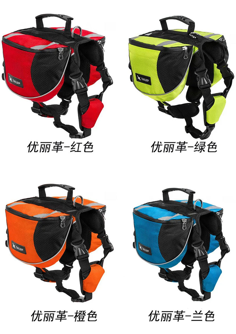 Mochila portátil para cães, bolsa para lanches, bolsa para treinamento de cães, bolsa de armazenamento, mochila, bolsa de viagem, mochila com fita reflexiva e bolso traseiro