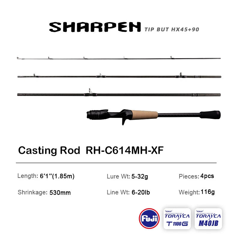 Purelure sharp viagem isca macia longa fiação e fundição xf/mf ação hastes fuji componentes baixo pique vara de pesca carretel