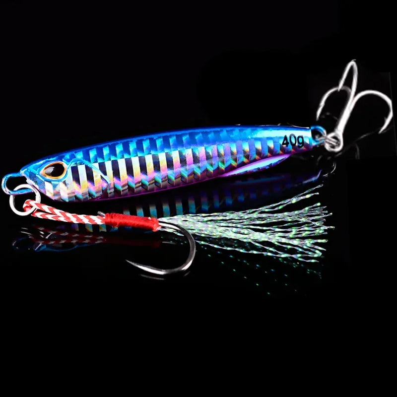 Metal gabarito isca de pesca 10g-60g elenco gancho swimbait 3d laser wobbler pique colher carpa spinner mar enfrentar kit pesca isca artificial