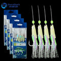 5 ganchos sabiki equipamentos de pesca de água salgada isca equipamentos pele de peixe real corda gancho cavala brilho no escuro flash sabiki equipamentos