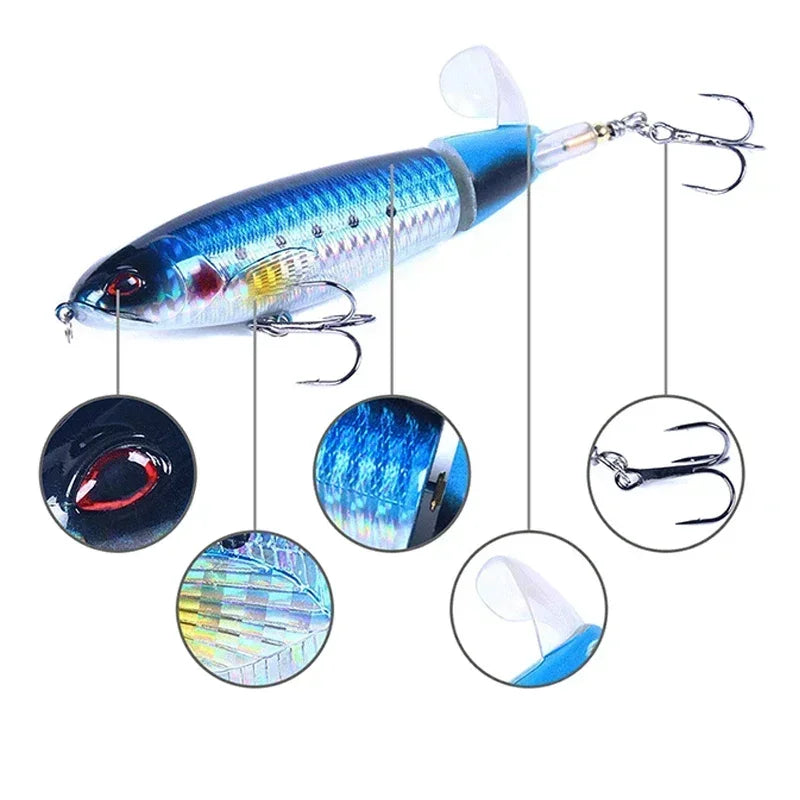 Popper conjunto de isca de pesca 11cm/14g artificial topwater isca dura rotativa wobblers enfrentar acessórios de isca de pesca 5/10 pçs pesca