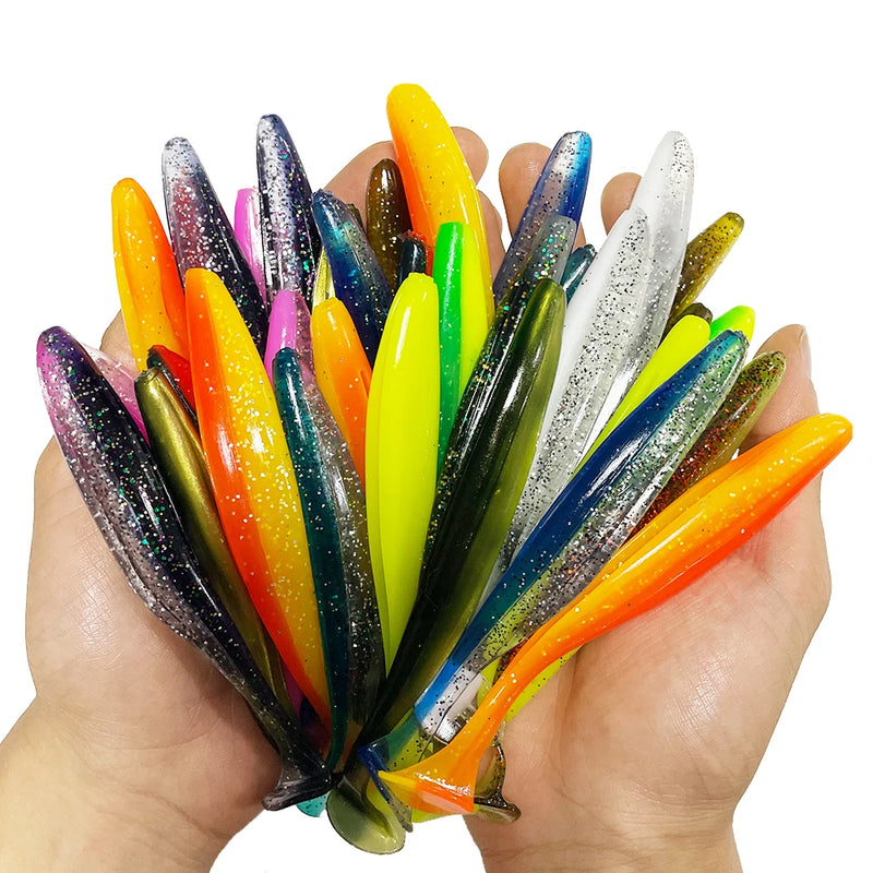 1-100 pçs t cauda 70mm 90mm 120mm shad worm isca macia isca artificial swimbait isca wobbler iscas macias silicone pesca esportes