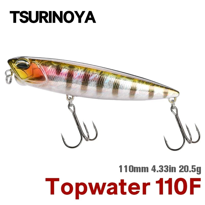 Tsurinoya 110mm 20.5g topwater flutuante lápis isca de pesca dw58 cão caminhada manivela wobbler stickbait minnow isca dura para pique baixo