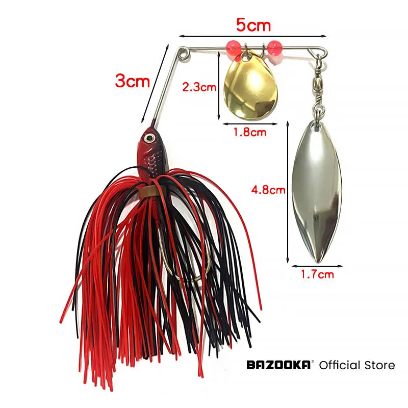Bazooka 15g 18g spinnerbait isca de pesca fio isca metal spinner buzzbait swimbait gancho peche jig kit saia para baixo pique inverno