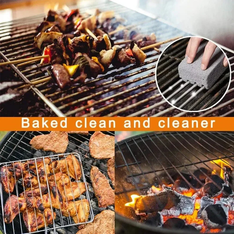 Bloco de tijolo para limpeza de churrasqueira, 4 unidades, rack de pedra para limpeza de churrasco, limpador de graxa, ferramenta para churrasco, limpador de escova de limpeza de manchas de óleo
