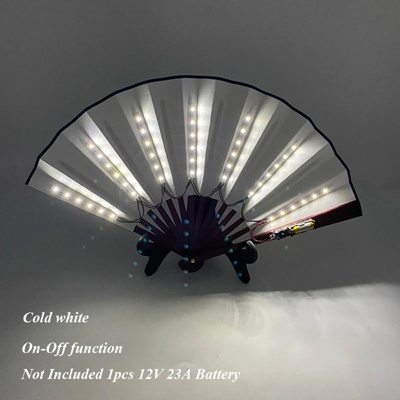 Suprimentos de iluminação para festa de carnaval de Halloween 10 polegadas LED luz neon ventilador rave dobrável ventilador luminoso brilhando na festa