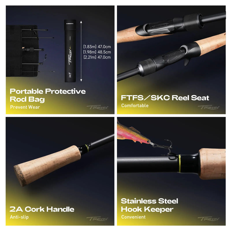 HANDING 30 + 24T Vara de pesca 40-43cm Vara de pesca de viagem 5-6 seções Seaguide Guia Anel Portátil e Vara protetora para viagem
