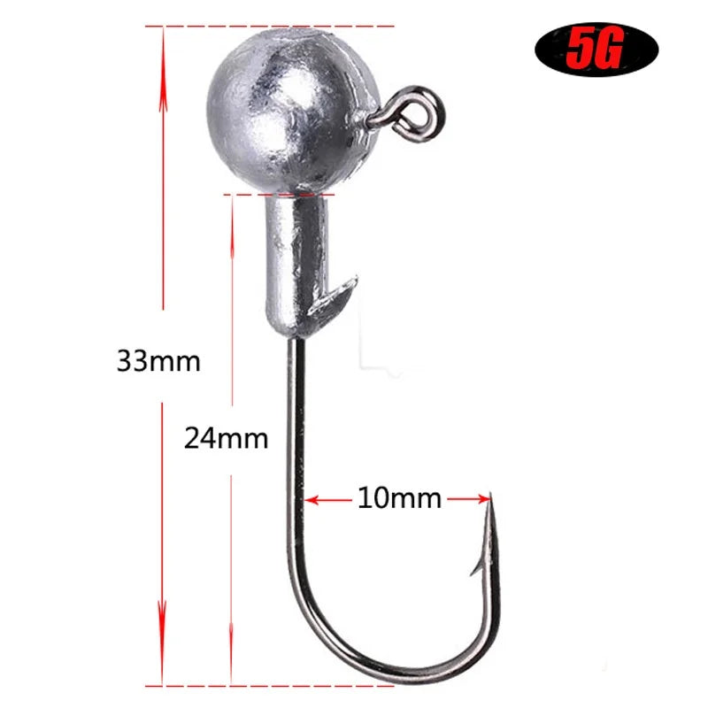 10pcs/30pcs Kit de iscas de pesca macias Conjunto de isca de silicone Verme de isca artificial com gancho de cabeça de gabarito de manivela
