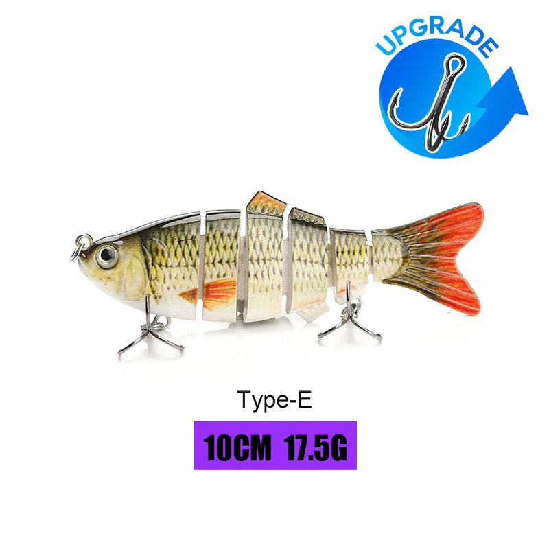 VTAVTA 10/14cm afundando wobblers iscas de pesca articuladas crankbait swimbait 8 segmento duro isca artificial para pesca enfrentar isca