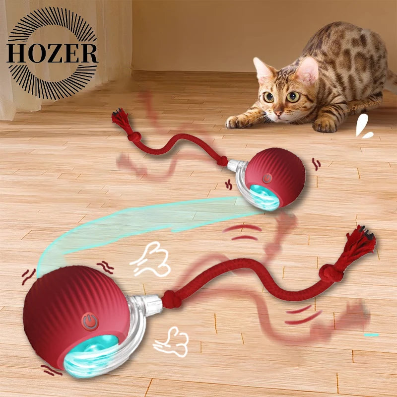 Gato bola interativa brinquedos bola de rolamento automático falso cauda recarregável inteligente animal de estimação brinquedo elétrico cão gato treinamento imitar mouse