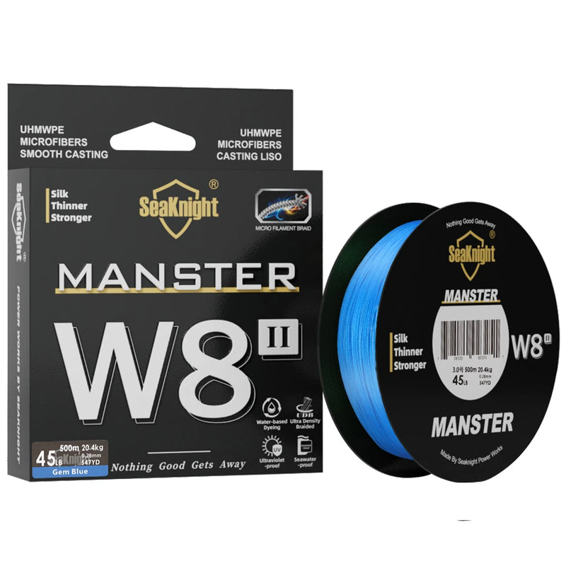 Seaknight marca w8 ii série linhas de pesca 8 tece 500m 300m 150m atualização forte trançado linha pe para pesca em água do mar 15-100lbs