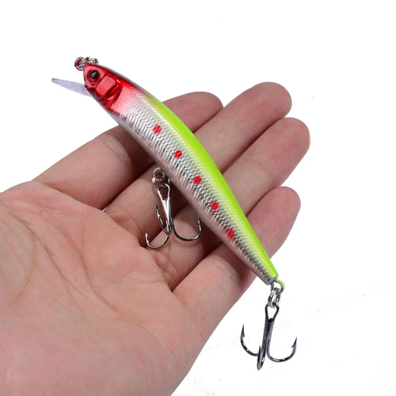 1 pçs minnow isca de pesca 95mm 8g flutuante isca dura wobbler jig isca crankbait carpa listrado baixo pesca equipamento de pesca swimbait