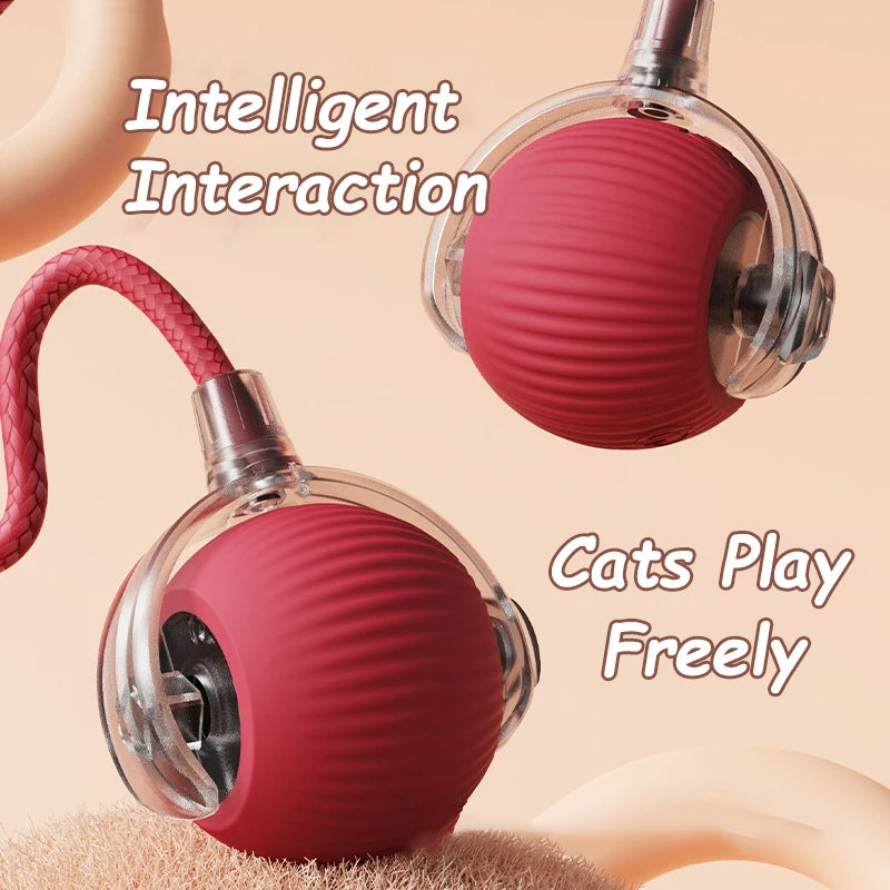 Gato bola interativa brinquedos bola de rolamento automático falso cauda recarregável inteligente animal de estimação brinquedo elétrico cão gato treinamento imitar mouse
