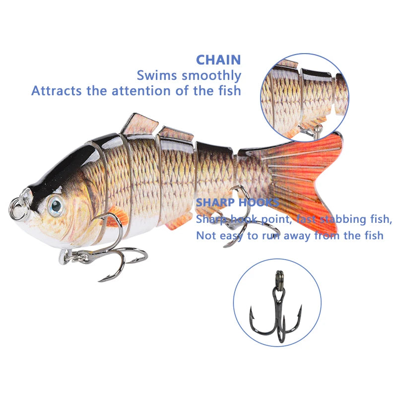4 Polegada 6 segmentos articulados duro artificial iscas de pesca biônico crankbait afundando wobblers mar plástico acessórios de pesca