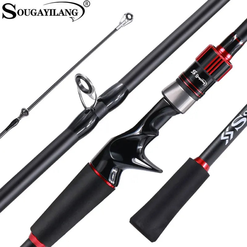 Sougayilang vara de pesca 1.8 ~ 2.1m fibra de carbono fiação fundição isca haste max arraste 10kg para baixo pique truta pesca caña de pescar