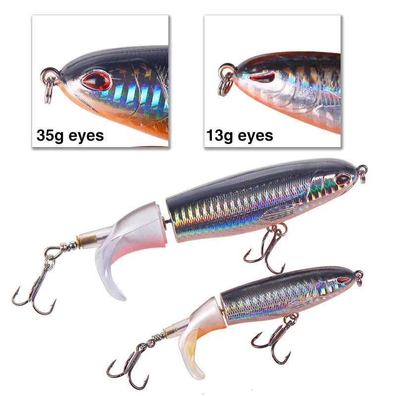 1 pçs 10cm/14cm topwater isca de pesca whopper popper isca artificial duro plopper macio rotação cauda equipamento de pesca isca de pesca
