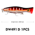 Proberos isca de pesca popper, 1 peça, 13cm, 43g, isca artificial dura com 2 ganchos agudos, iscas de pesca de carpa, wobbler, isca luu