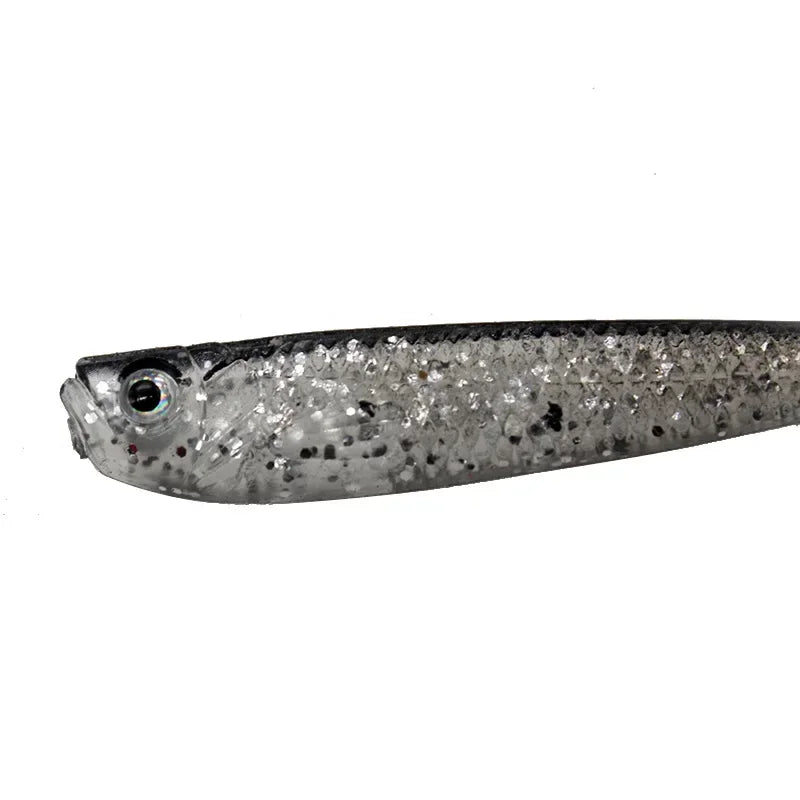 5 pçs isca macia 7cm/6g cauda dividida chumbo peixe swimbaits com ganchos silicone artificial isca de pesca para água salgada
