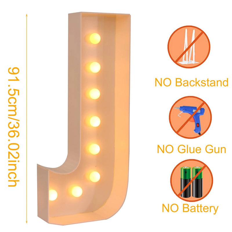 Caixa de quadro de luz led com letras gigantes, 91.5cm, chá de bebê, natal, 1 ° aniversário, festa de casamento, decoração, nome diy, caixa de enchimento de balão