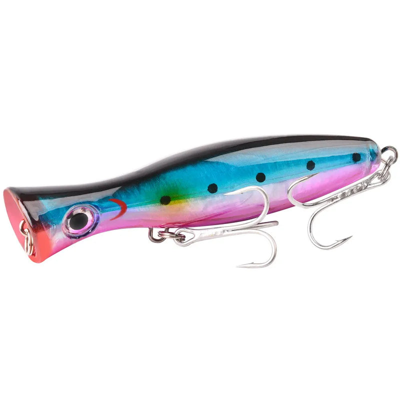1pc 41g/83g grande popper flutuante wobbler iscas de pesca, topwater corrico artificial plástico duro isca, equipamento de pesca