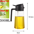 Pulverizador de óleo em spray de plástico 2 em 1, 500ml, garrafa, dispensador de óleo, galheteiro, churrasco, cozinha, assar, piquenique, ferramenta de cozinha