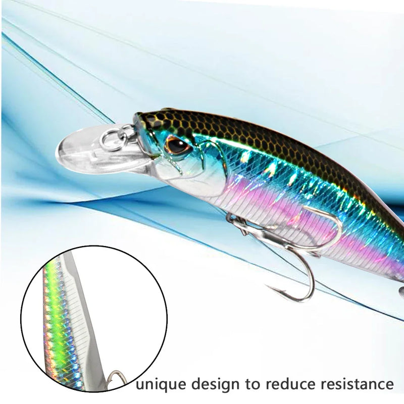 Afundando minnow 19g flutuante jerkbait 15g isca de pesca ganchos agudos swimbait pesca popper enfrentar wobbler manivela isca artificial