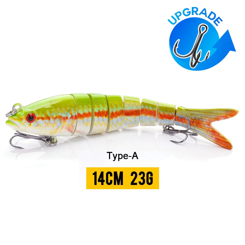 VTAVTA 10/14cm afundando wobblers iscas de pesca articuladas crankbait swimbait 8 segmento duro isca artificial para pesca enfrentar isca