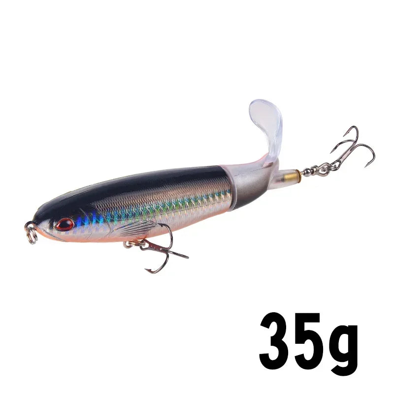 1 pçs 10cm/14cm topwater isca de pesca whopper popper isca artificial duro plopper macio rotação cauda equipamento de pesca isca de pesca