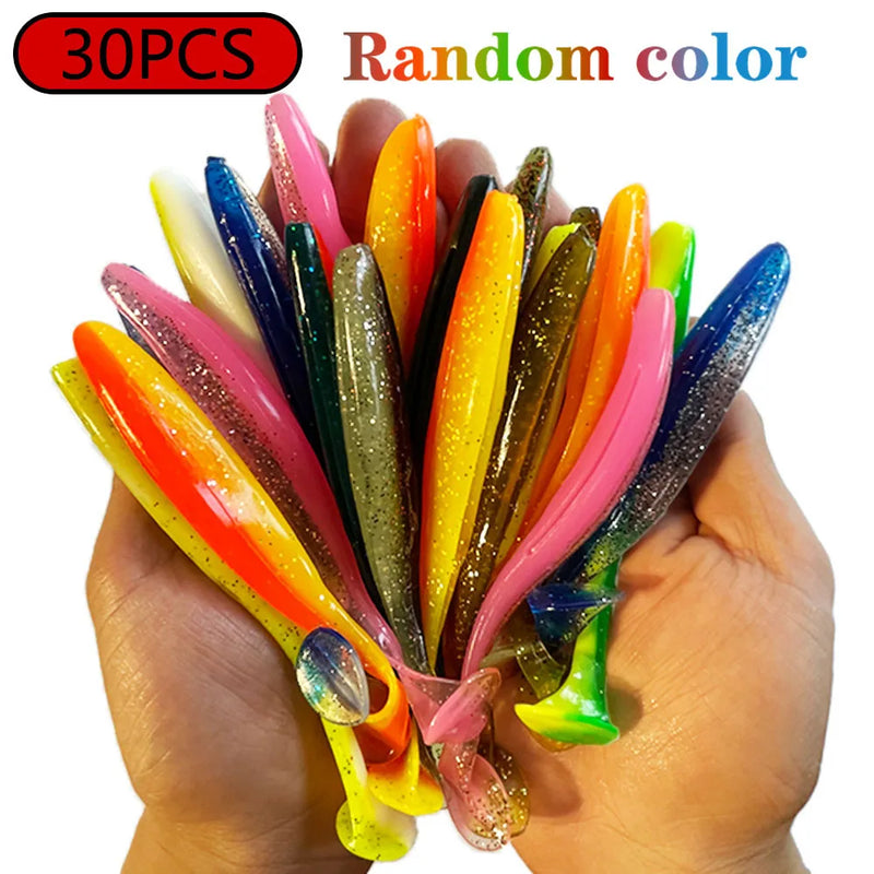 1-100 pçs t cauda 70mm 90mm 120mm shad worm isca macia isca artificial swimbait isca wobbler iscas macias silicone pesca esportes