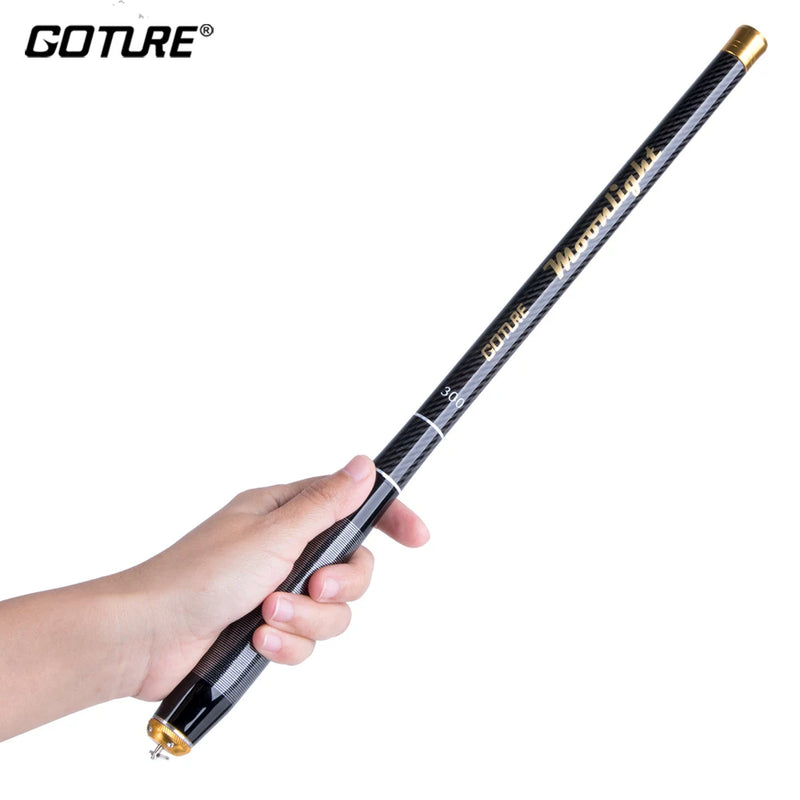 Goture-mini vara de pesca manual, vara de pesca telescópica, fibra de carbono, fluxo, água doce, pesca de carpa, 1,8-3,6 m