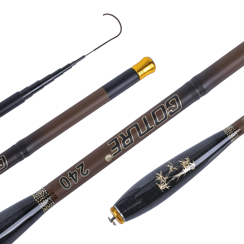 Goture-Vara De Pesca Telescópica Ultra Leve, Mini Pólo De Mão, Fibra De Carbono, Córrego, Lago, Equipamento De Pesca De Água Doce, 24T, 1,4 m-3,6 m