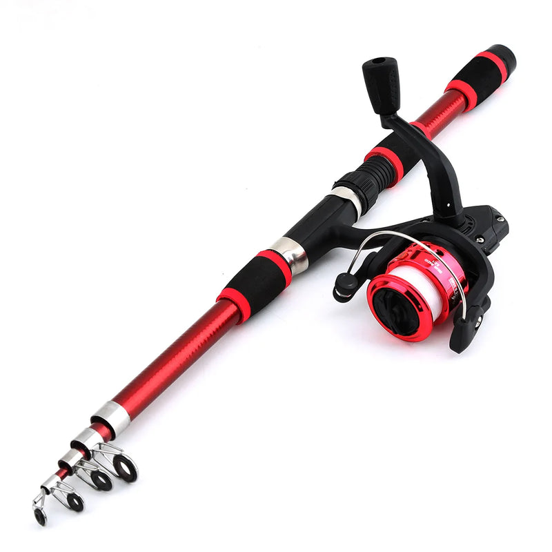 Conjunto de vara de pesca kits completos com vara de pesca telescópica e molinete iscas ganchos conjunto de pólo de viagem