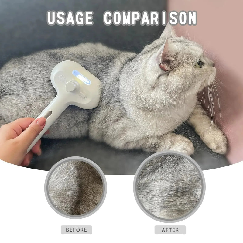 Escova elétrica 3 em 1 para cabelo de cachorro e gato, escova elétrica para limpeza de animais de estimação, spray de vapor, massagem, remoção de pelos, pente anti-emaranhado