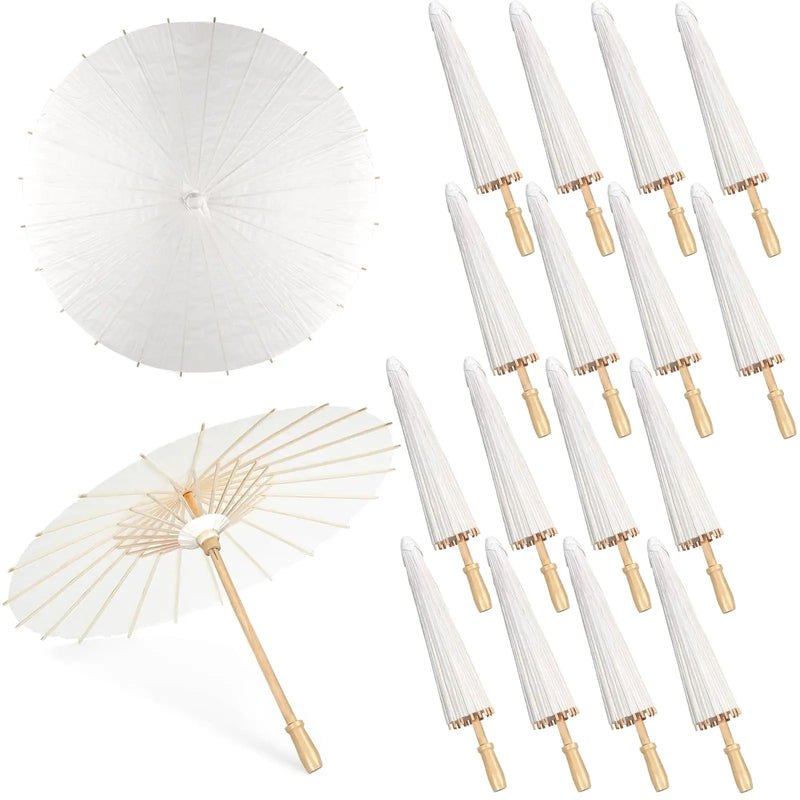 Guarda-chuvas de papel para casamento, 60/84cm, cabo de madeira chinês, branco, faça você mesmo, adereços de fotografia rústica para chá de bebê, festa de casamento