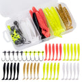 Goture kit de isca macia 40 peças conjunto de isca de silicone 5cm 0.7g gancho de gabarito 3.2cm 3.5g ganchos de pesca com caixa de equipamento de pesca isca macia