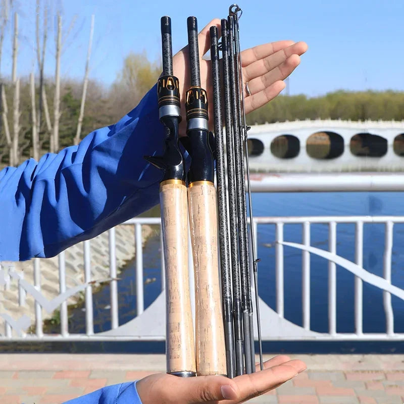 Vara de isca de fibra de carbono, 1.8m/2.1m/2.4m/2.7m, seção ultracurta, fiação/casting, viagem, varas de pesca super duras