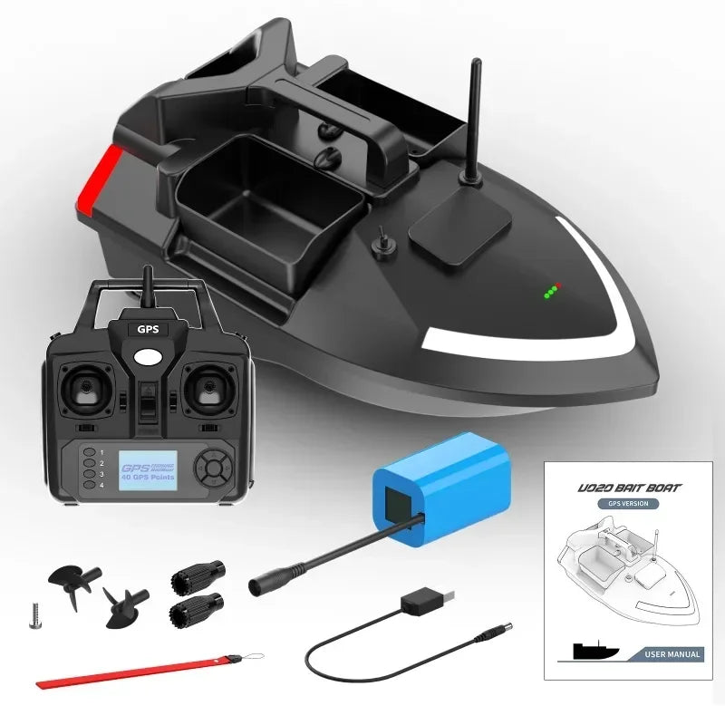 Marca VWVIVIDWORLD, GPS, carregamento de 2KG, 500M, luz noturna, barco de pesca com controle remoto, função de retorno automático, VX